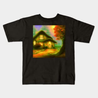 Fantasy Green House In a Greenery Scene, Fantasy Cottagecore artwork Kids T-Shirt